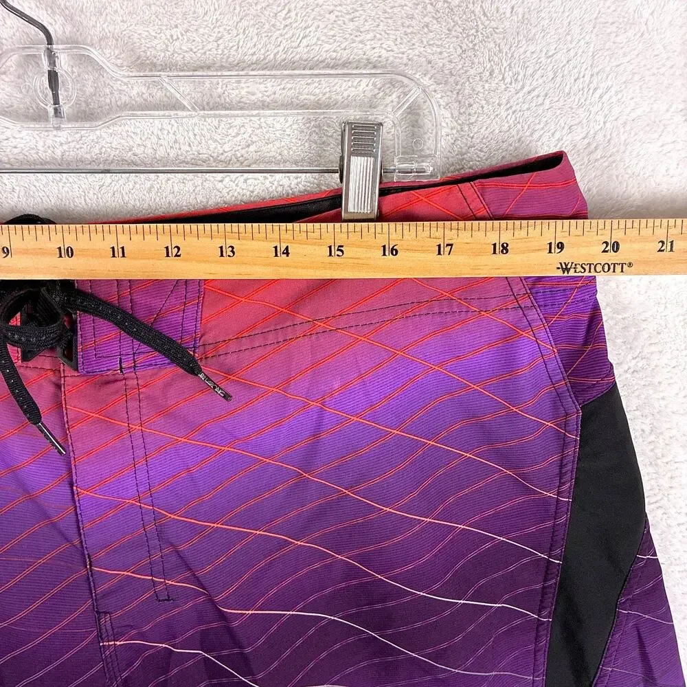 VTG Billabong Board Shorts Men 38 Purple Platinum Vaporwave Stretch Beach Y2K